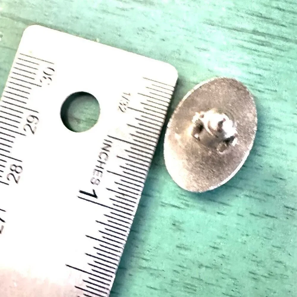 Silver tone oval vintage cuff links